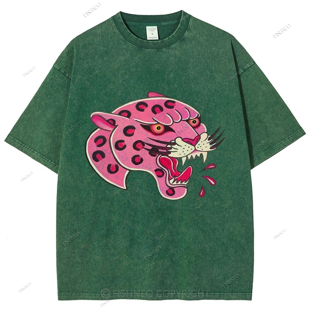 Unisex Leopard Printed Washed Tee