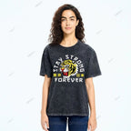 Unisex Japanese Tiger Printed Washed Tee