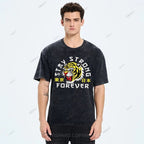 Unisex Japanese Tiger Printed Washed Tee