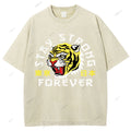 Unisex Japanese Tiger Printed Washed Tee