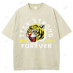 Unisex Japanese Tiger Printed Washed Tee