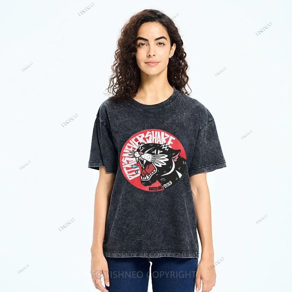 Unisex Vintage Leopard Printed Washed Tee