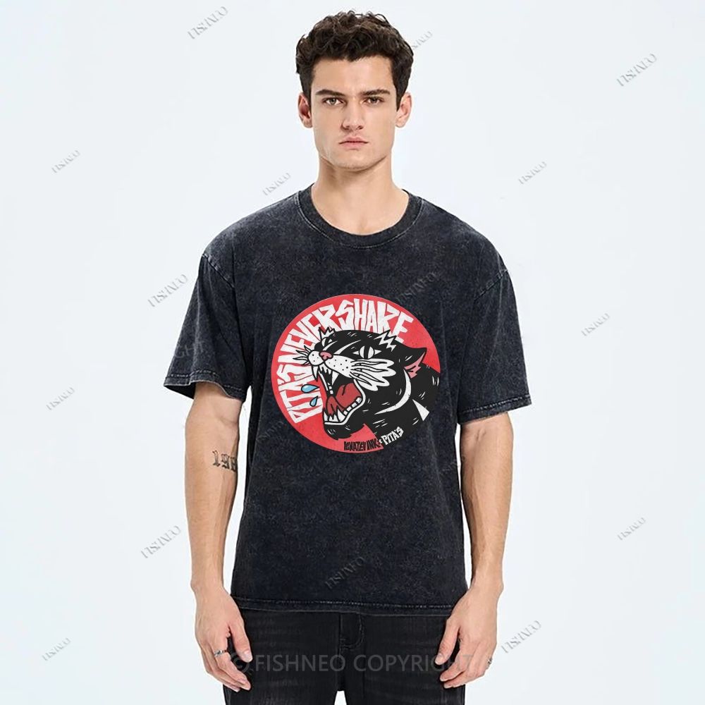 Unisex Vintage Leopard Printed Washed Tee