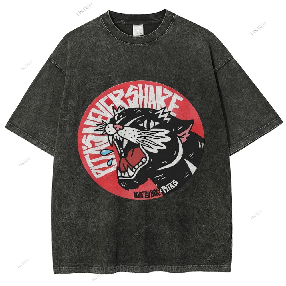 Unisex Vintage Leopard Printed Washed Tee