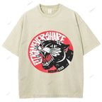 Unisex Vintage Leopard Printed Washed Tee