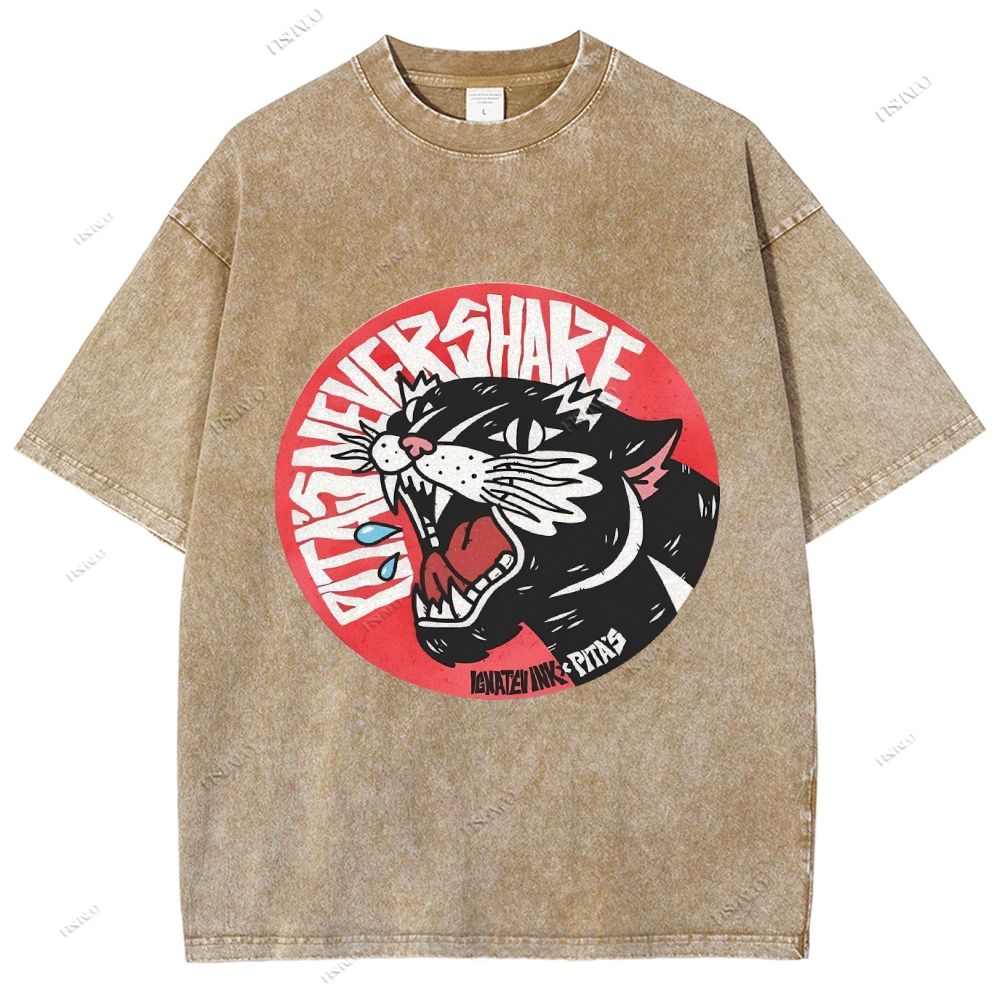 Unisex Vintage Leopard Printed Washed Tee
