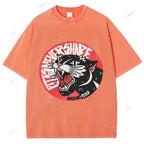 Unisex Vintage Leopard Printed Washed Tee