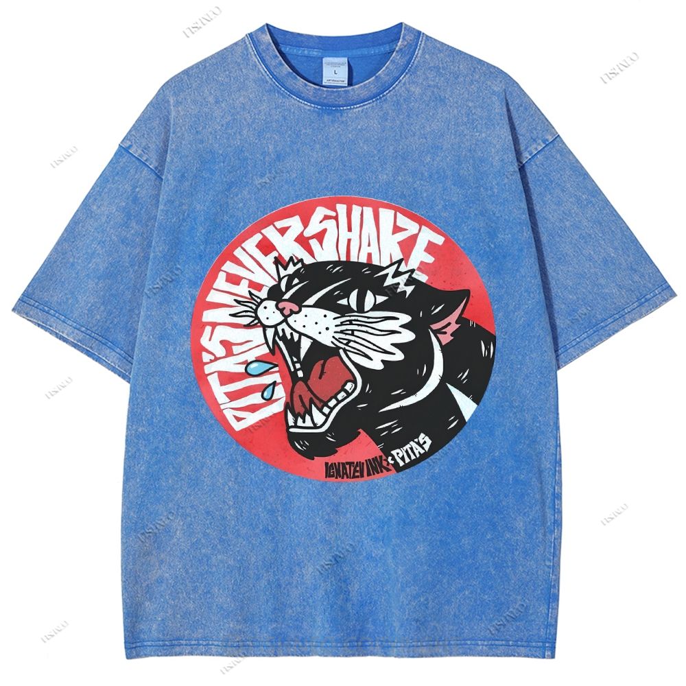 Unisex Vintage Leopard Printed Washed Tee