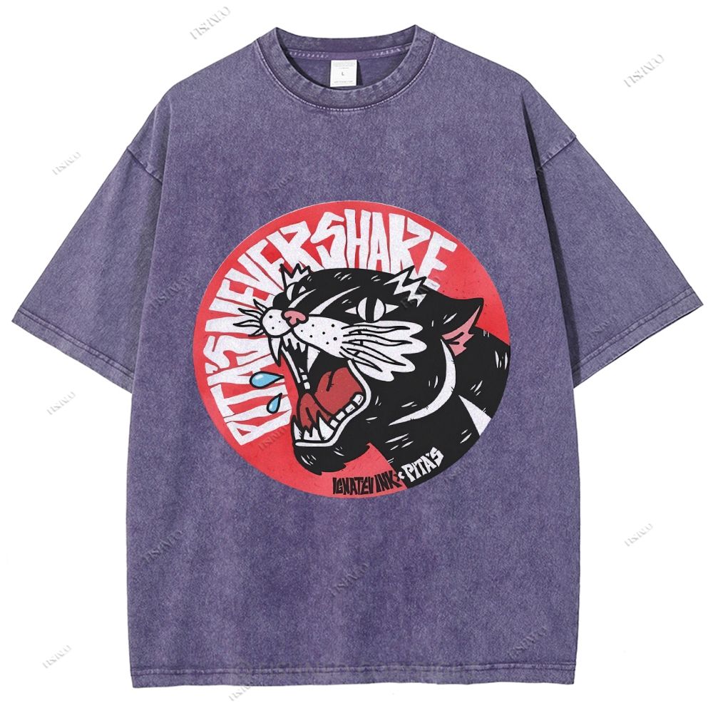 Unisex Vintage Leopard Printed Washed Tee