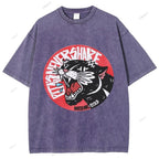 Unisex Vintage Leopard Printed Washed Tee