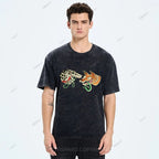 Unisex Vintage Dog Fox Printed Washed Tee