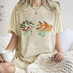 Unisex Vintage Dog Fox Printed Washed Tee