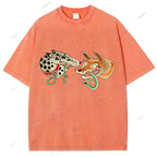 Unisex Vintage Dog Fox Printed Washed Tee