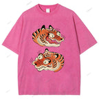 Unisex Vintage Tiger Printed Washed Tee