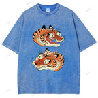 Unisex Vintage Tiger Printed Washed Tee