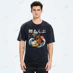 Unisex Japanese Koi Printed Washed Tee