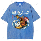 Unisex Japanese Koi Printed Washed Tee