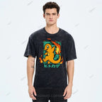 Unisex Cartoon Baby Dragon Printed Washed Tee