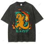 Unisex Cartoon Baby Dragon Printed Washed Tee