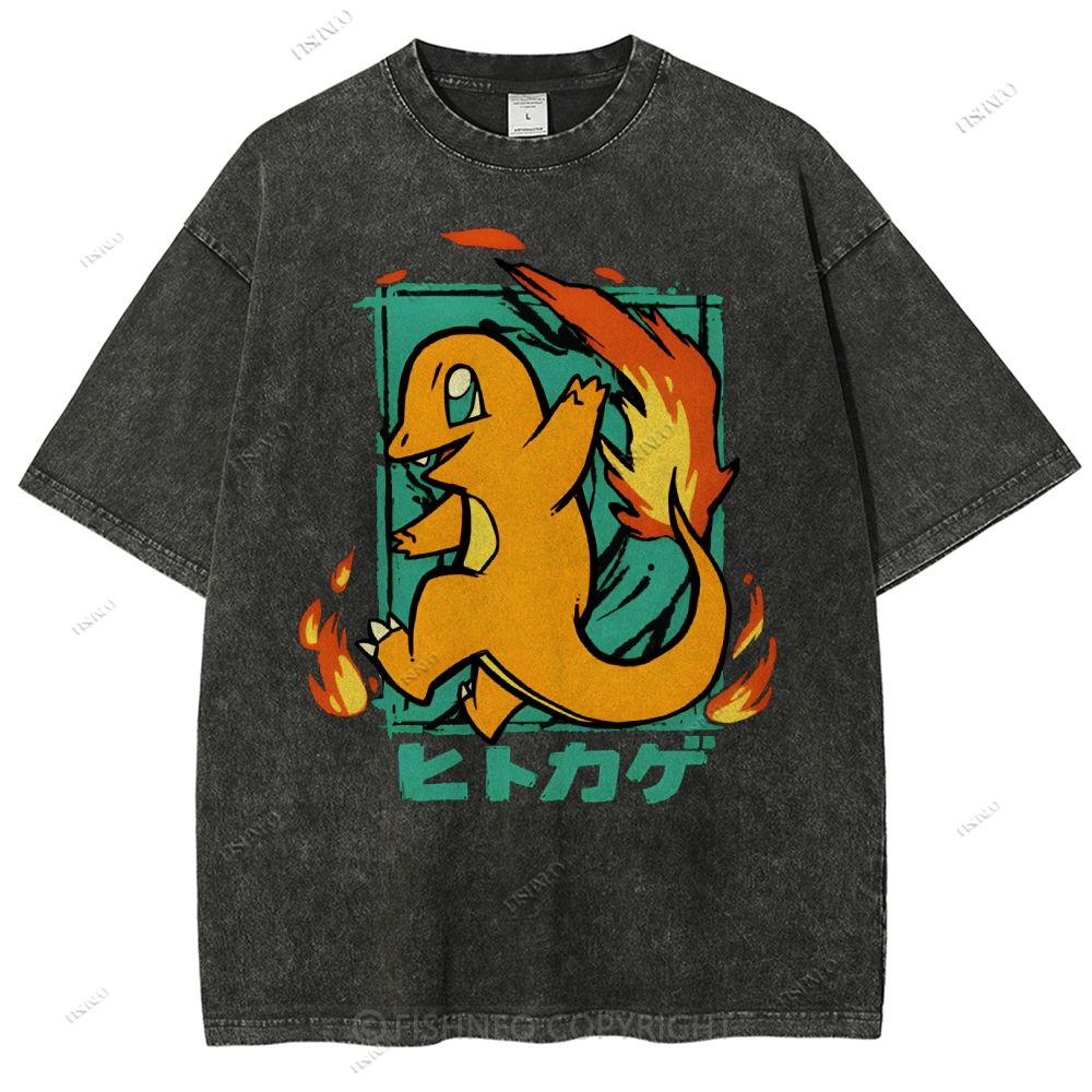 Unisex Cartoon Baby Dragon Printed Washed Tee