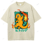 Unisex Cartoon Baby Dragon Printed Washed Tee
