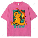 Unisex Cartoon Baby Dragon Printed Washed Tee