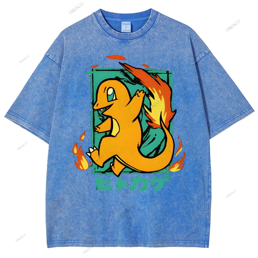 Unisex Cartoon Baby Dragon Printed Washed Tee