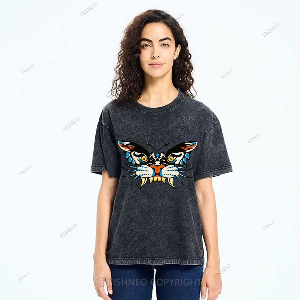 Unisex Vintage Animals Kite Printed Washed Tee