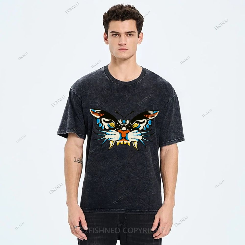 Unisex Vintage Animals Kite Printed Washed Tee
