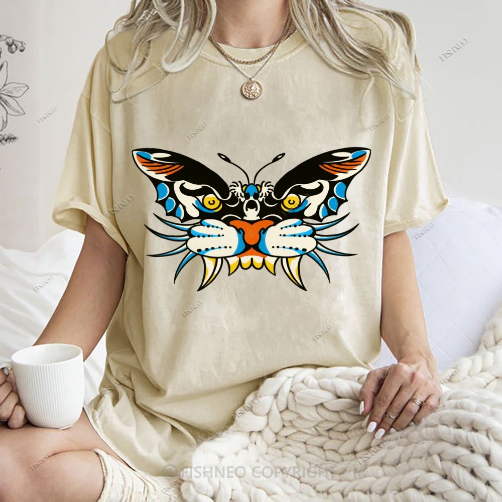 Unisex Vintage Animals Kite Printed Washed Tee