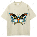 Unisex Vintage Animals Kite Printed Washed Tee