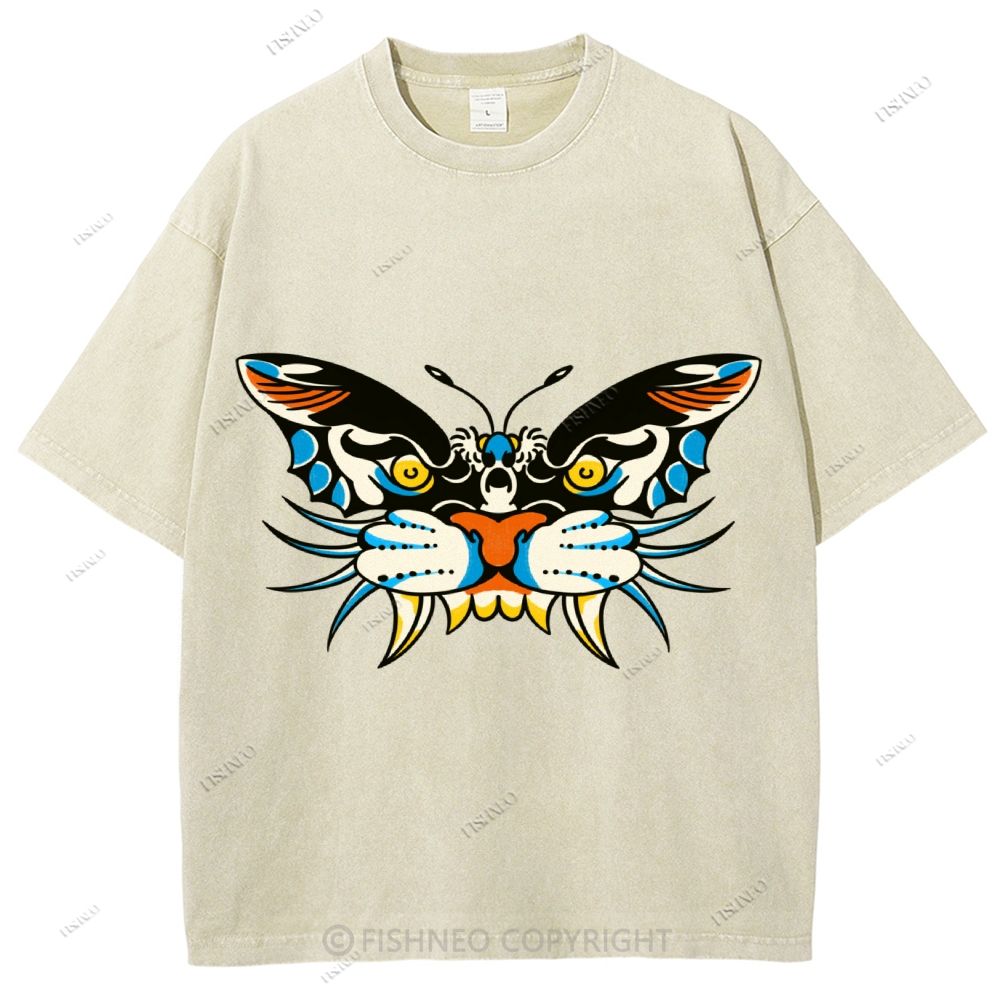 Unisex Vintage Animals Kite Printed Washed Tee