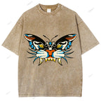 Unisex Vintage Animals Kite Printed Washed Tee