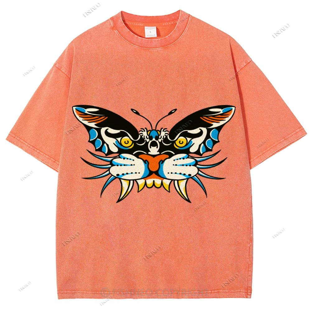 Unisex Vintage Animals Kite Printed Washed Tee
