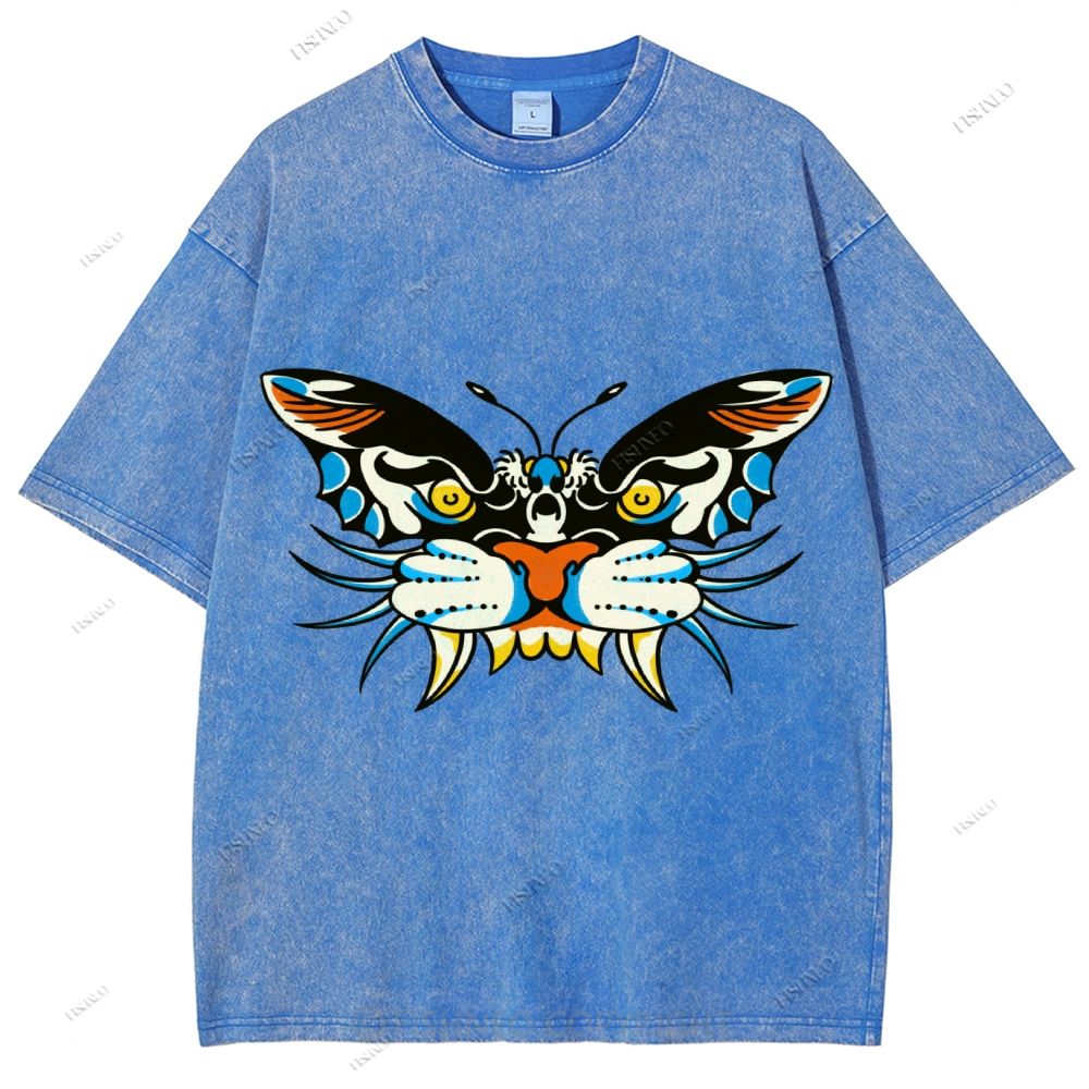 Unisex Vintage Animals Kite Printed Washed Tee
