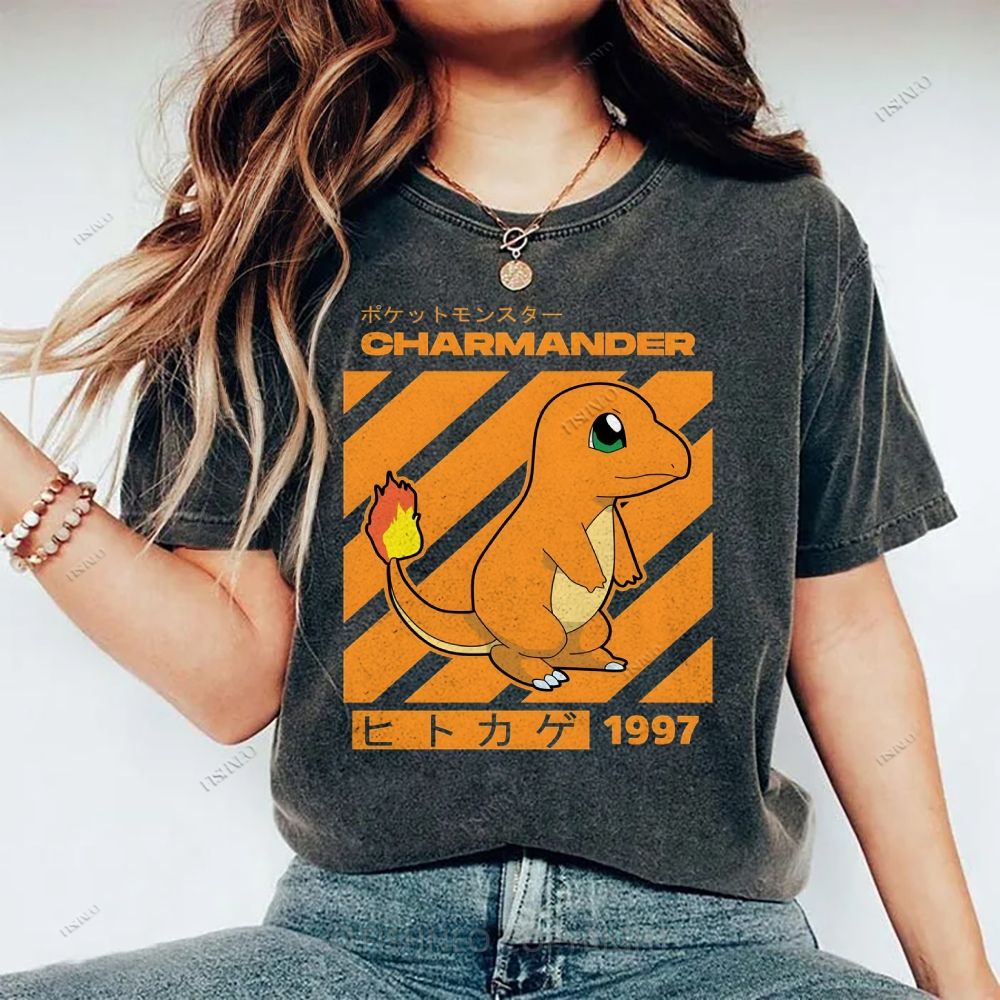 Unisex Cartoon Baby Dragon Printed Washed Tee