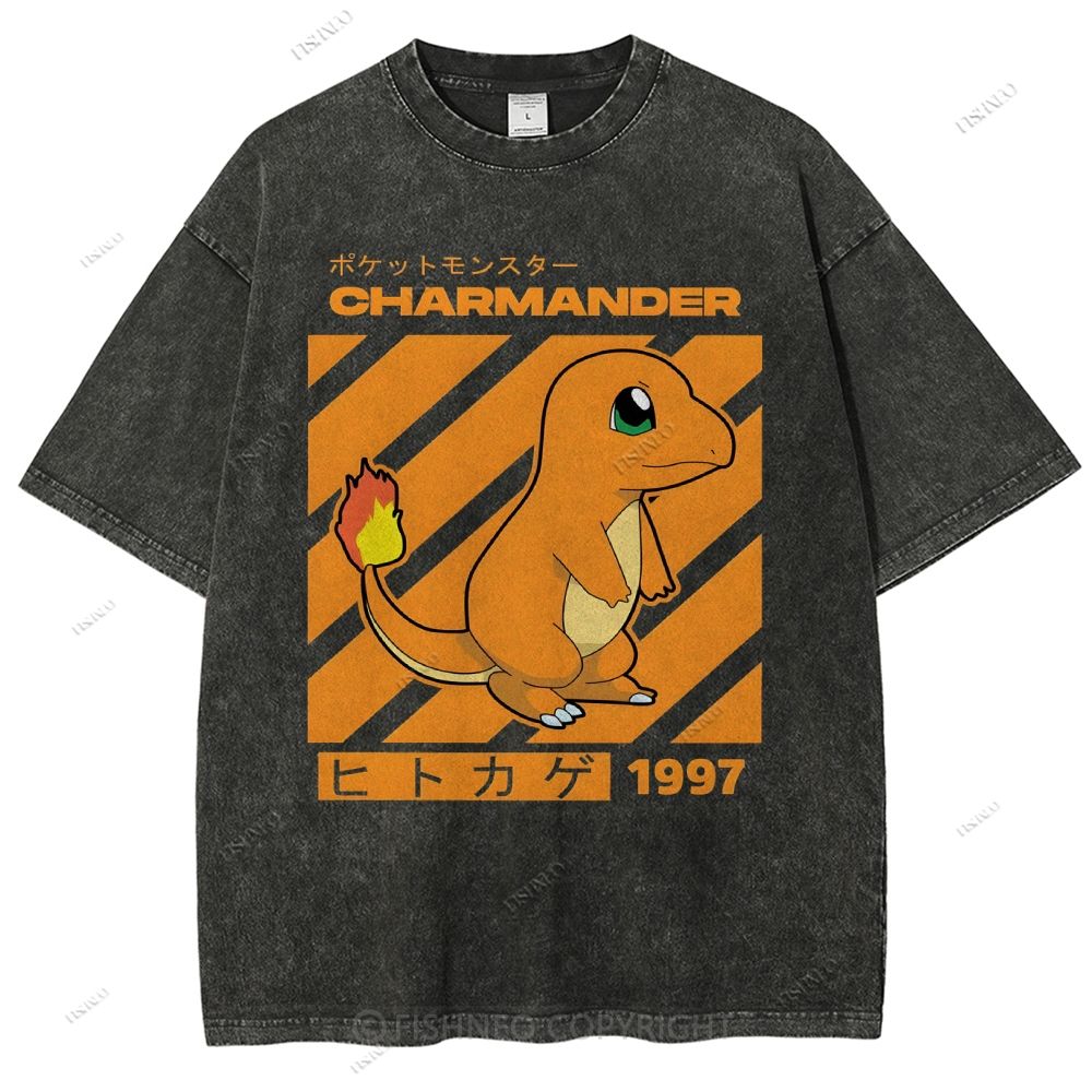 Unisex Cartoon Baby Dragon Printed Washed Tee