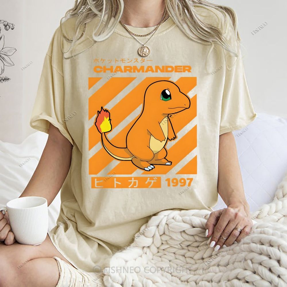 Unisex Cartoon Baby Dragon Printed Washed Tee
