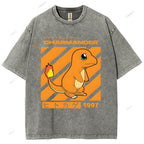 Unisex Cartoon Baby Dragon Printed Washed Tee