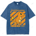 Unisex Cartoon Baby Dragon Printed Washed Tee