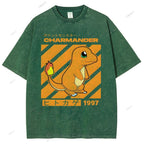 Unisex Cartoon Baby Dragon Printed Washed Tee