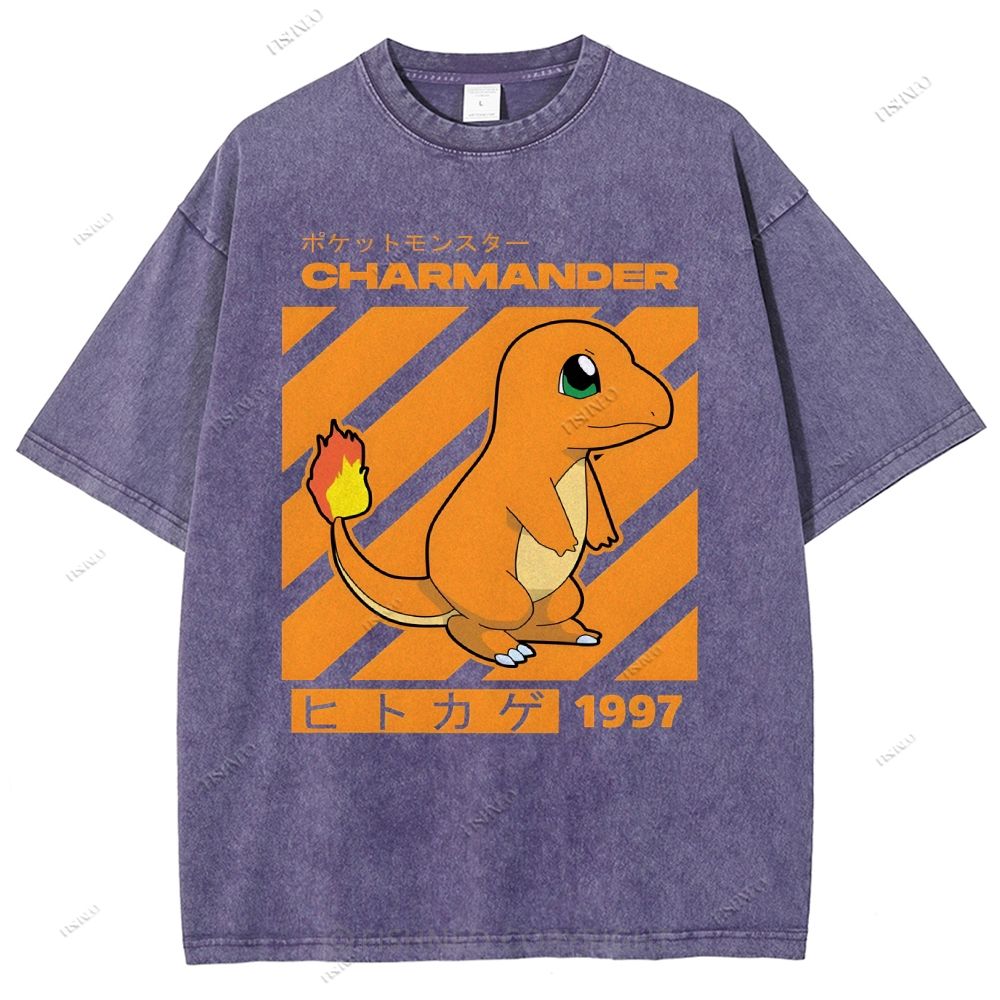 Unisex Cartoon Baby Dragon Printed Washed Tee