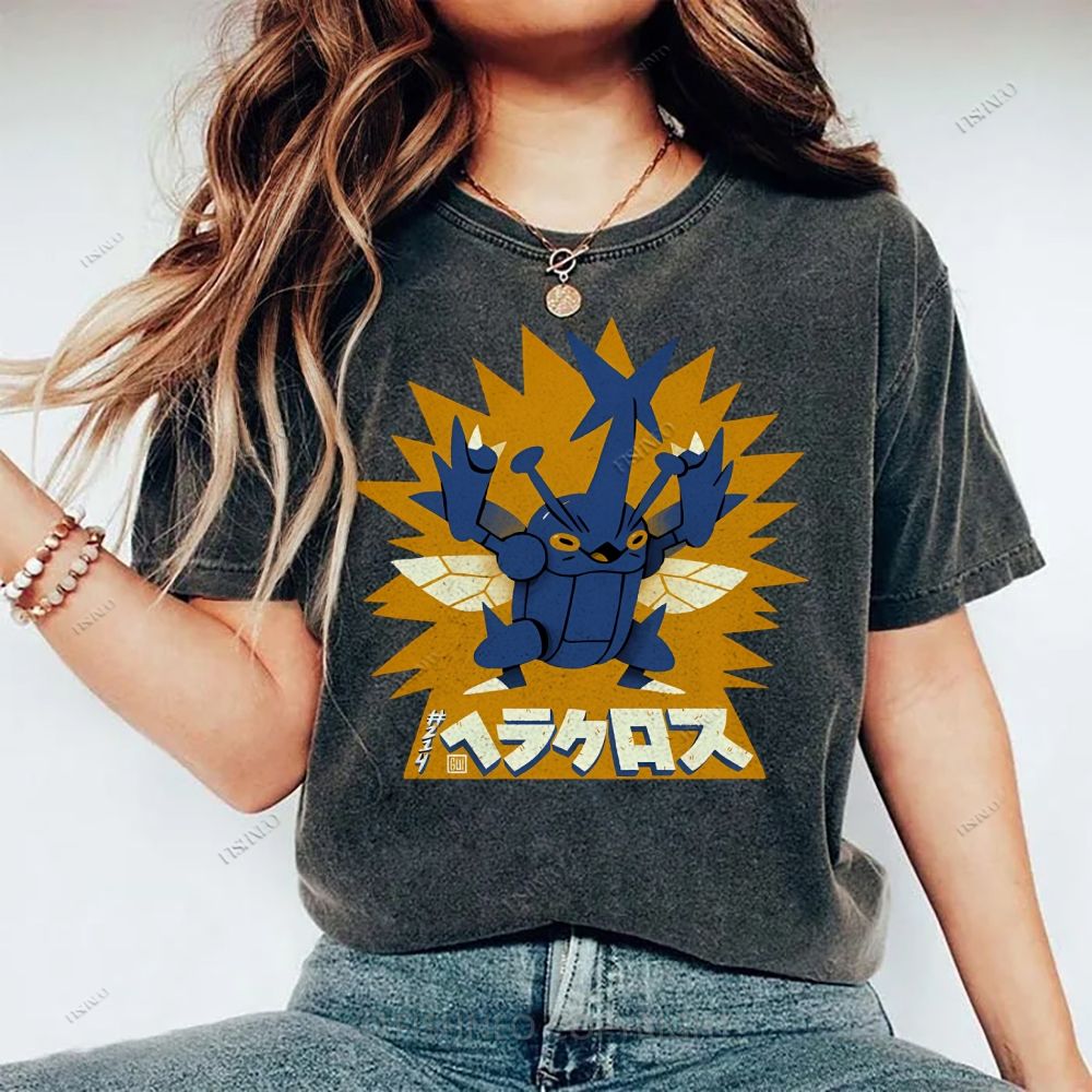 Unisex Cartoon Monster Printed Washed Tee