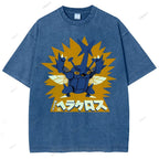 Unisex Cartoon Monster Printed Washed Tee