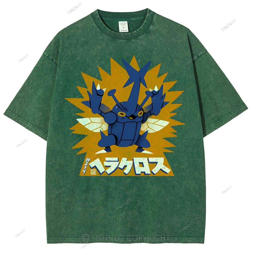 Unisex Cartoon Monster Printed Washed Tee