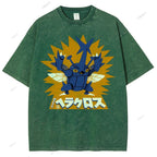 Unisex Cartoon Monster Printed Washed Tee
