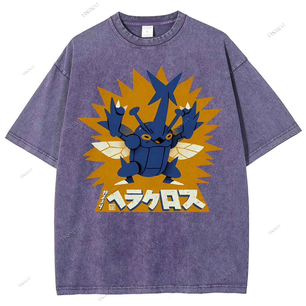 Unisex Cartoon Monster Printed Washed Tee