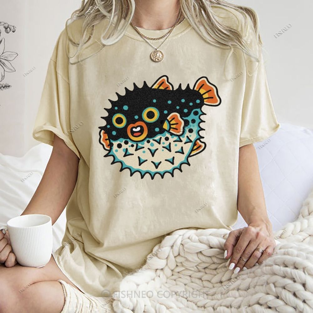 Unisex Vintage Fat Blowfish Printed Washed Tee