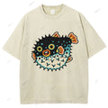 Unisex Vintage Fat Blowfish Printed Washed Tee