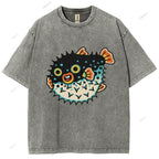 Unisex Vintage Fat Blowfish Printed Washed Tee